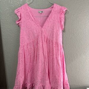 Fashion Nova Pink Eyelet Casual Dress